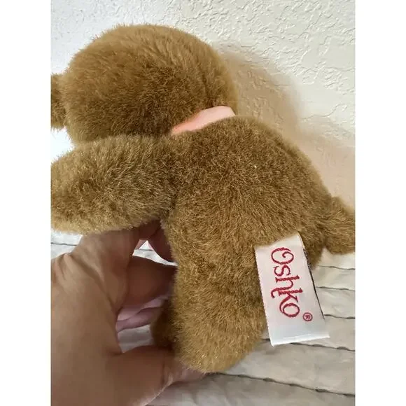 Oshko | Toys | Vintage Oshko Teddy Bear Brown With Pink Bow Tie 8 Black ...
